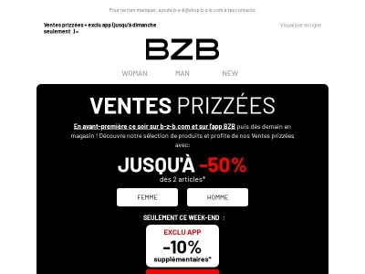 🔥 Jusqu'à -50% dès 2 articles + -10% supp sur l'app 📱