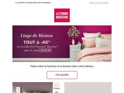 🚨Linge de Maison : TOUT à -40% sur la sélection Douceur Absolue