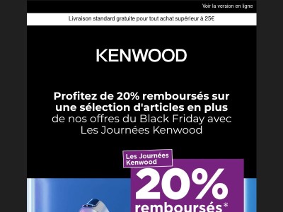 Profitez de 20% remboursés sur une sélection d'articles en plus de nos offres du Black Friday !