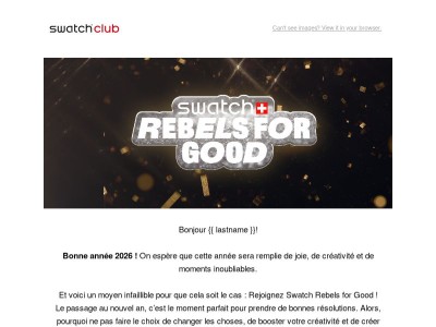 Bonne année 2026 de la part de Swatch Rebels for Good  