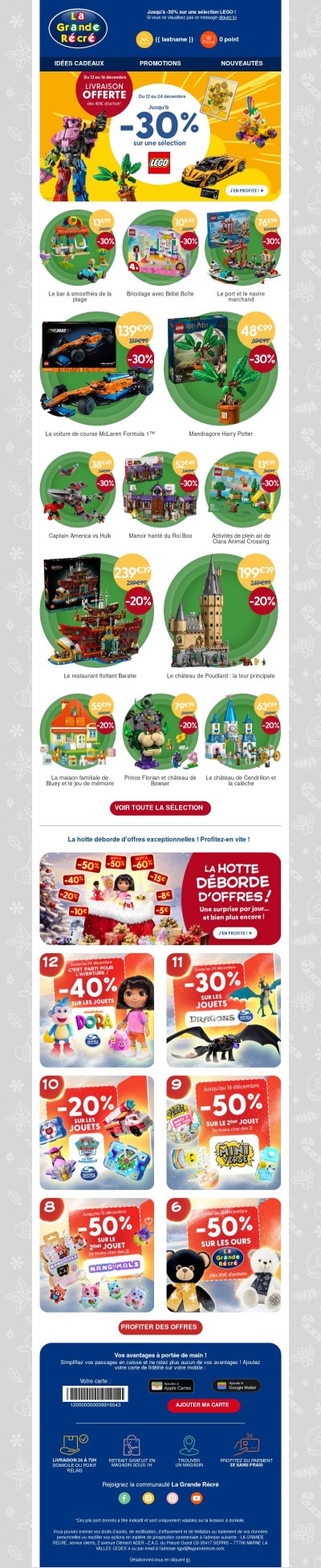🚨 LEGO : jusqu'à -30% et livraison offerte !