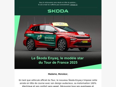 Retrouvez le Škoda Enyaq ‍durant tout le Tour 🚴‍♀️💚