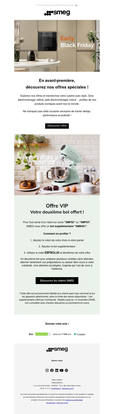 EARLY BLACK FRIDAY ! Plongez dans l’univers de SMEG avec nos offres privilèges !