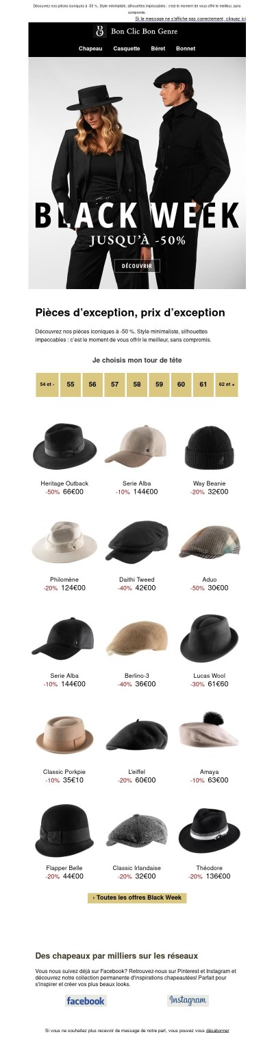 Black Week jusqu'à -50%, l'élégance à prix doux