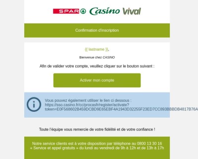 Confirmation d'inscription