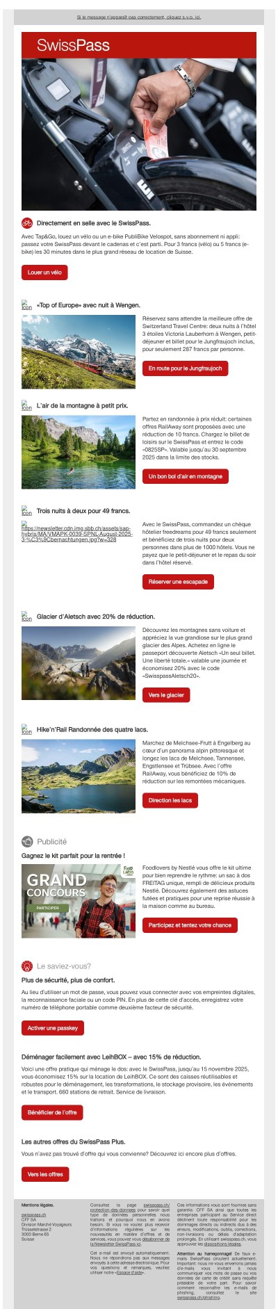 Évadez-vous dans la nature! Les offres SwissPass d’août.