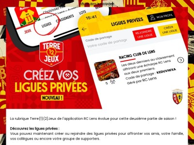 Nouveau : créez vos ligues privées dans Terre(1)(2)Jeux 🔴🟡