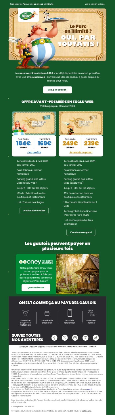 🎢 Offre Pass Saison 2026 en avant-première !