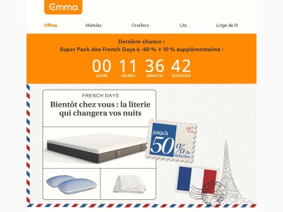 Dernières heures : Pack Matelas -60 % 🛏️