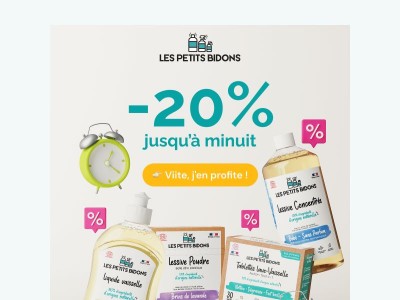 ⏰ Tic tac... -20% jusqu'à minuit !