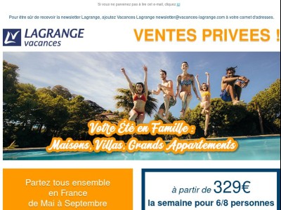 Ventes Privées Votre été en famille : Maisons, Villas, Grands Appartements