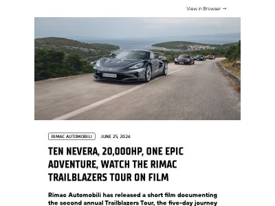 Ten Nevera, 20,000hp, One Epic Adventure, Watch the Rimac Trailblazers Tour on Film