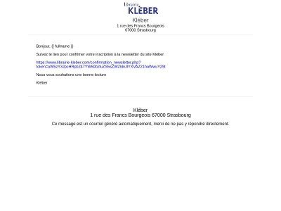 Inscription à la newsletter Kléber