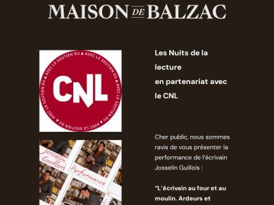 LES NUITS DE LA LECTURE À LA MAISON DE BALZAC 24/01/206