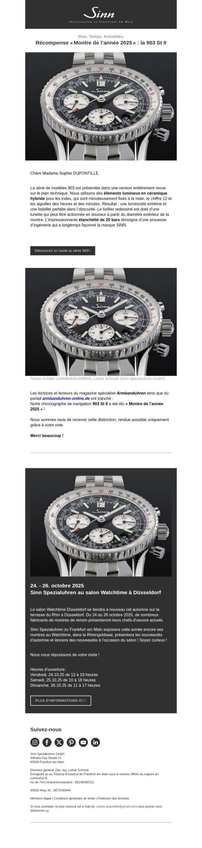 Le modèle 903 St II est récompensé.