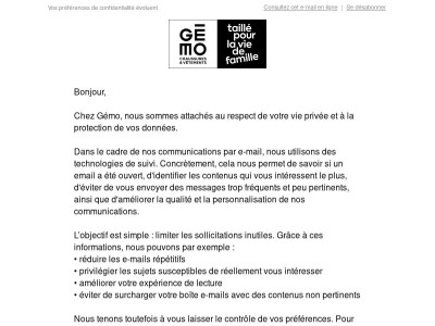 Information sur vos préférences de confidentialité