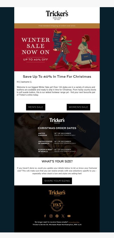 Tricker's Winter Sale Has Arrived - Enjoy Up To 40% Off