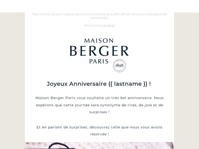 Joyeux anniversaire {{ lastname }} ! Ouvrez vite votre cadeau 😍