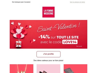 ❤️ Saint Valentin -14% sur tout le site