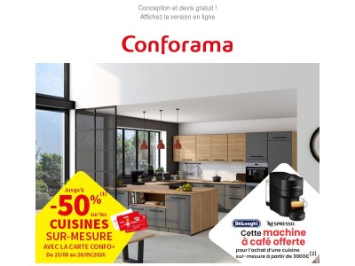 Jusqu'à -50% avec la carte Confo+ sur votre cuisine + Nespresso offerte !