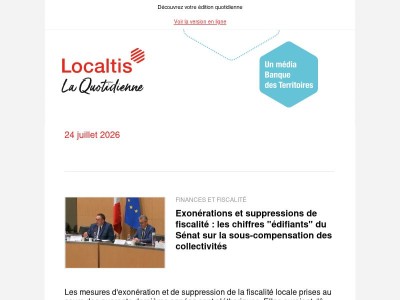 Actualités Localtis du lundi 27 juillet 2026