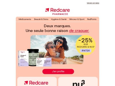 Vos marques préférées Redcare & nu3 à -25 %