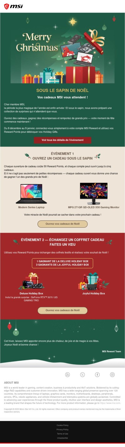 🎄 Vos cadeaux MSI de Noël sont prêts à être ouverts ! 🎁✨