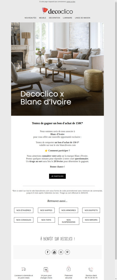 Plus qu'une semaine pour tenter de gagner un bon d’achat Blanc d'Ivoire de 150 € ♡
