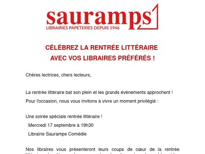 💌 Invitation : soirée spéciale rentrée littéraire !