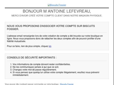 [Biscuits Fossier] Customer validation