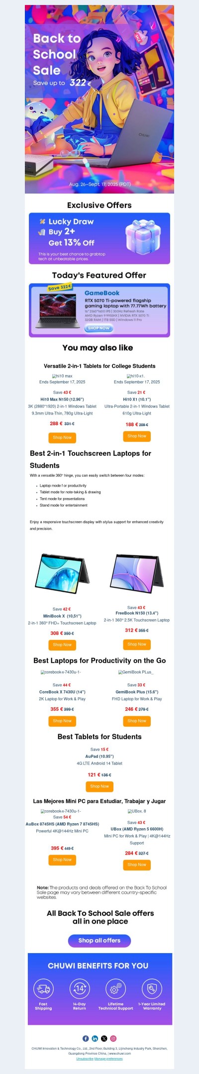 🎓🎉Get School Ready with up to 322€ off CHUWI Laptops, Tablets, and Mini PCs!