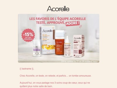 👉 Les chouchous de l’équipe Acorelle… à -15% 💛