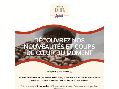 {{ lastname }}, Craquez pour nos nouveautés San Marco et nos offres du moment ☕.