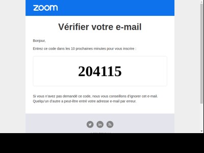 204115 est votre code de vérification Zoom
