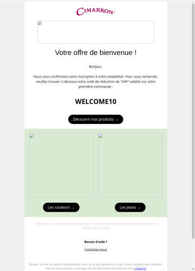 [Cimarron] Offre de bienvenue