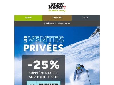 Ventes Privées Snowleader : -25% sur tout le site