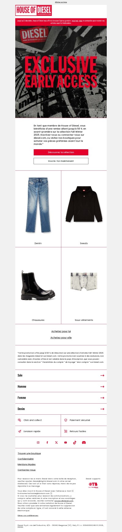 Jusqu'à 50 % de réduction | Exclusif House of Diesel