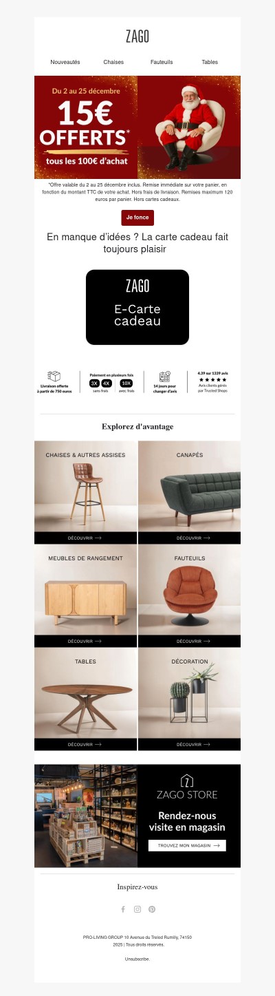 Les étrennes continuent : 15 € offerts tous les 100 € 🎄