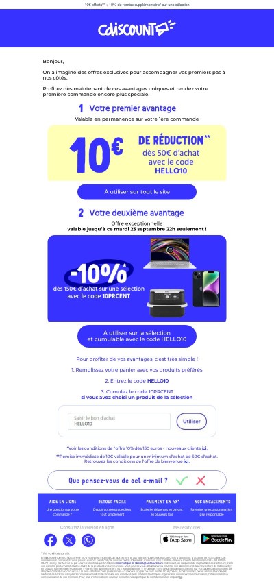 Bonjour,  2 cadeaux exclusifs pour votre 1ère commande