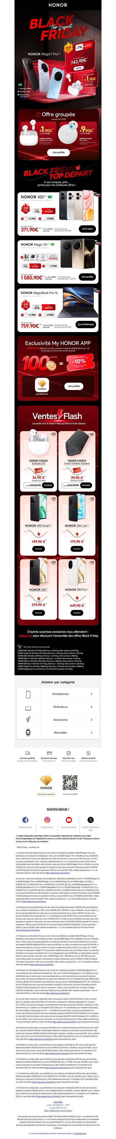 📣 Top départ du Black Friday HONOR !