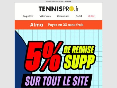 5% de remise supp sur tout le site
