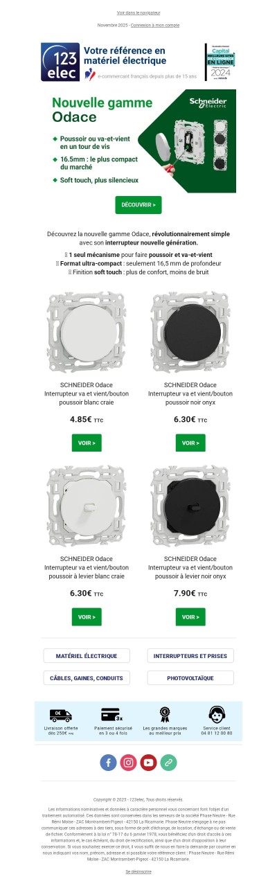 Nouvelle gamme Odace : 1 mécanisme, 2 fonctions