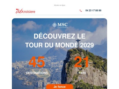 🌍 NOUVEAU : Tour du Monde MSC 2029 !