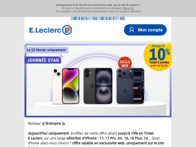 APPLE iPhone : Jusqu'à 10% en Ticket E.Leclerc !