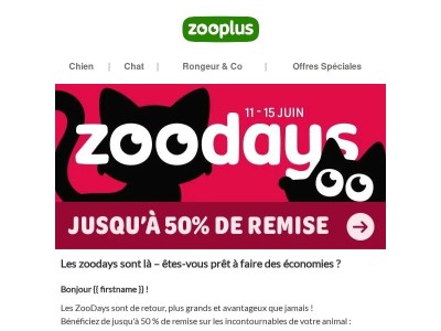  Les ZooDays sont de retour avec jusqu'à -50 % de réduction !