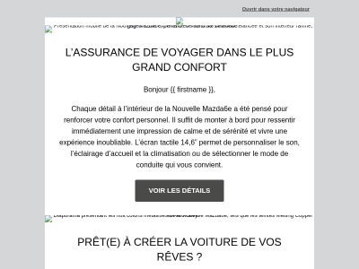 {{ firstname }}, succombez au confort irrésistible de la Nouvelle Mazda6e