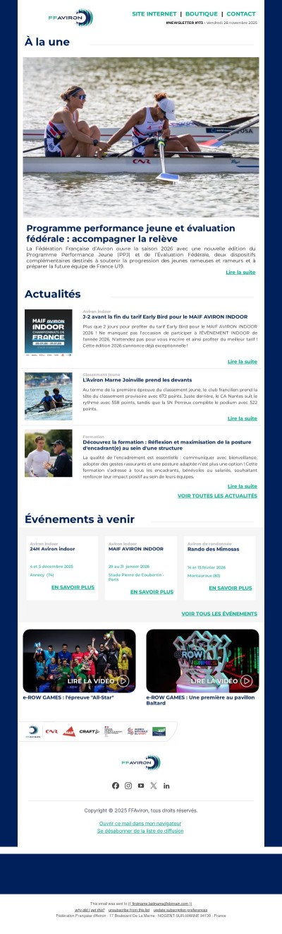 FFAviron INFO - Newsletter #173