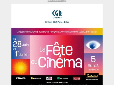 5€ la place à l'occasion de la FÊTE DU CINÉMA 😱
