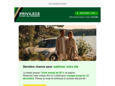Dernière chance : -20 % sur votre été !