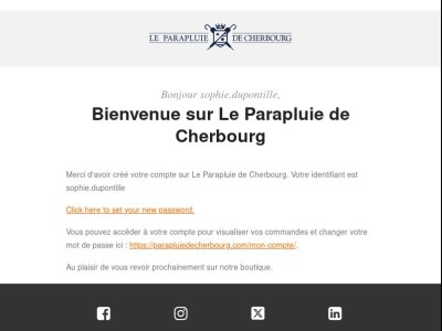 Votre compte sur Le Parapluie de Cherbourg a été créé